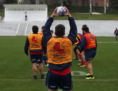 Entrenamiento de la selección española de rugby, el 14 de marzo de 2018.