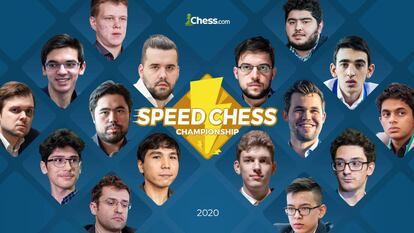 Cartel oficial del Speed Chess, con los 16 participantes