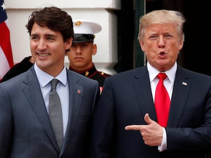 Trudeau e Trump na Casa Branca.