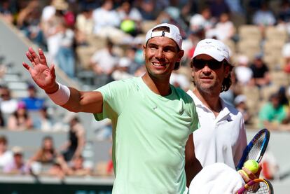 Nadal, durante su último entrenamiento en París.