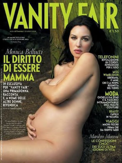 Dos veces ha posado la actriz Monica Belluci desplegando su sensualidad esparando un bebé. En 2004 protagonizó la portada de la edición italiana de 'Vanity Fair'.