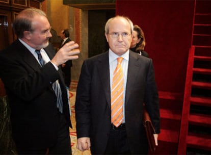 El vicepresidente Pedro Solbes, con el presidente de la Generalitat, José Montilla, en su época de ministro.
