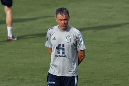 Luis Enrique, durante una sesión de entrenamiento de la selección española en la Ciudad del Fútbol de Las Rozas.