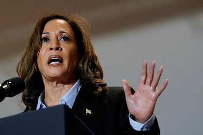 La candidata presidencial demócrata y vicepresidenta de Estados Unidos, Kamala Harris, este lunes durante un acto de campaña del Día del Trabajo, en Pittsburgh (Pensilvania).