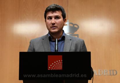 Pablo Gómez Perpinyà, este martes, en la Asamblea de Madrid.