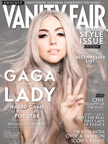 Lady Gaga jugó al despiste. Posó desnuda para Vanity Fair pero el cabello le tapó casi todo el cuerpo.