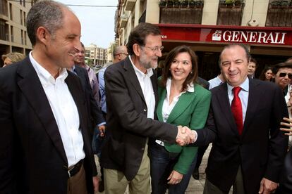 Francisco Camps, Mariano Rajoy, Mercedes Alonso y José Joaquín Ripoll, en Elche.