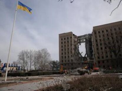 Edificio oficial destruido en Mykolaiv (Ucrania), el 29 de marzo.