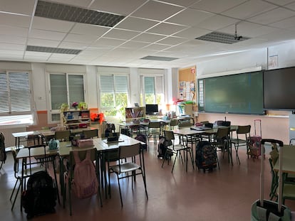 Un aula del colegio Antonio Machado, en Leganés (Madrid).