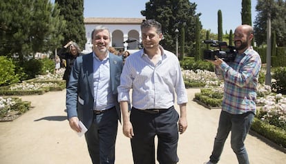 Jaume Collboni i Francesc Casades&uacute;s en la presentaci&oacute; del Grec. 