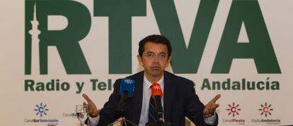 Pablo Carrasco, este martes, en la rueda de prensa en la que ha explicado los detalles de su dimisión.