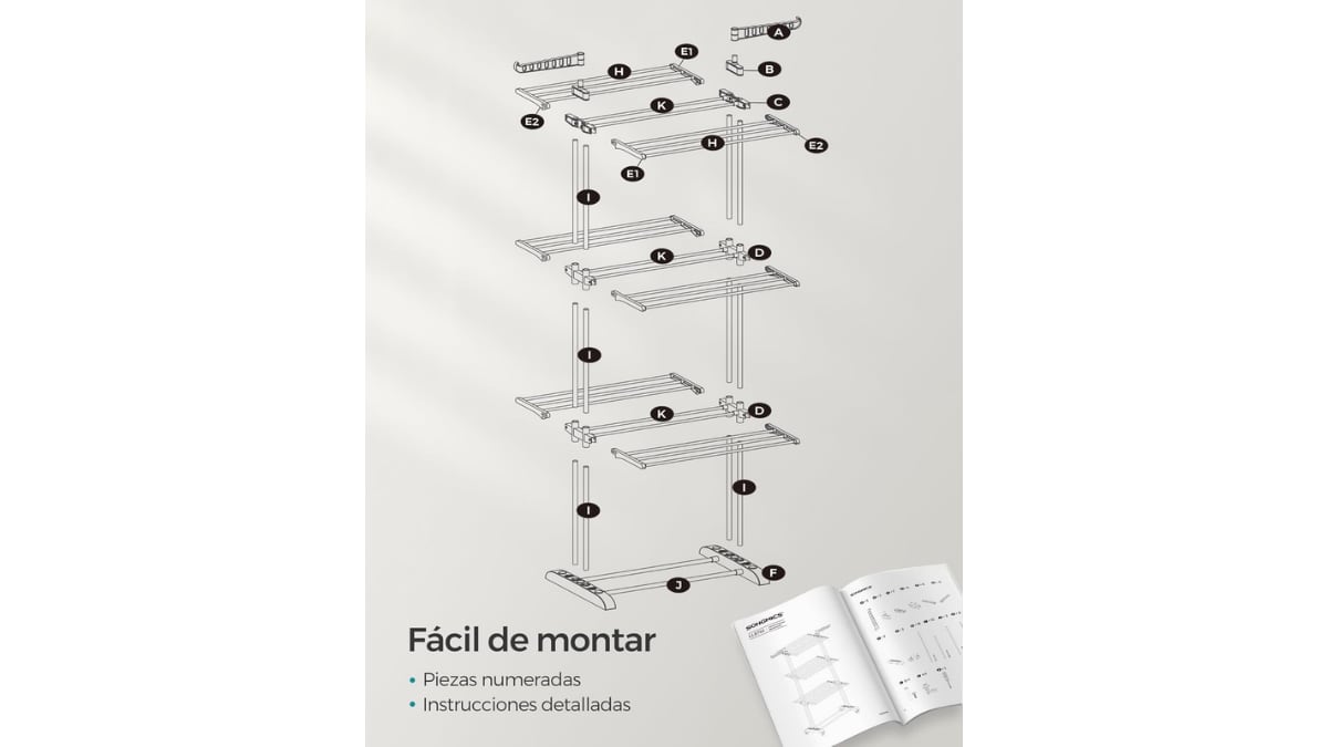 Es fácil de montar porque sus piezas están numeradas.