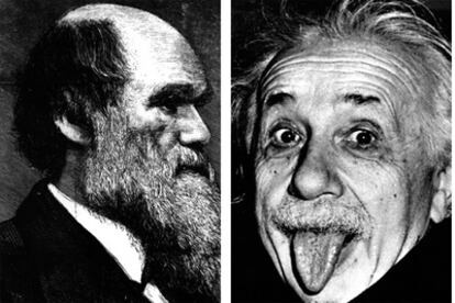 Charles Darwin (1809-1892) y, a la derecha, Albert Einstein (1879-1955).