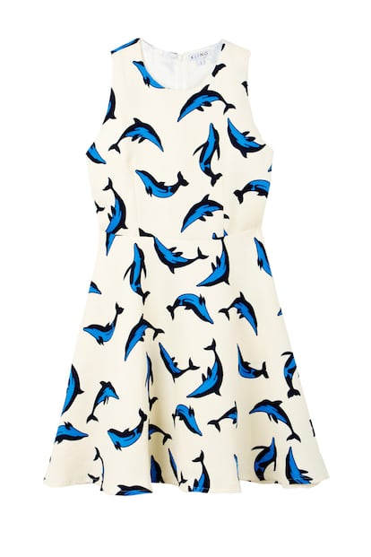 Vestido con estampado de delfines de Kling (60 euros).