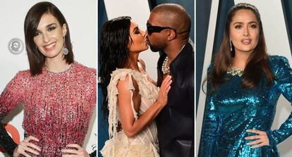Paz Vega, Kim Kardashian con Kanye West y Salma Hayek, tras los Oscar 2020.