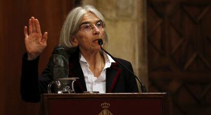 Donna Leon da su discurso tras recoger el Premio Pepe Carvalho.