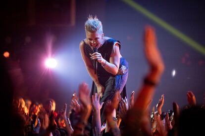 Pink,  durante un concierto en  Los Ángeles  el pasado 27  de marzo.