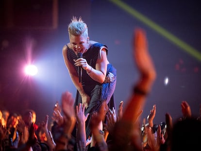 Pink,  durante un concierto en  Los Ángeles  el pasado 27  de marzo.