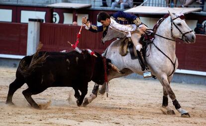 El rejoneador portugués Joao Moura jr., hoy en Las Ventas. 