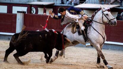 El rejoneador portugués Joao Moura jr., hoy en Las Ventas. 