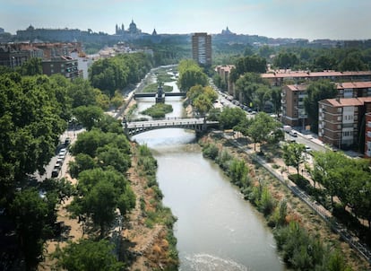 El río Manzanares a su paso por Madrid.