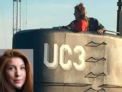 Kim Wall y Peter Madsen en el submarino. En la foto pequeña, la reportera.