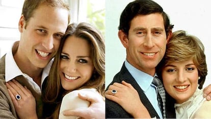 Las similitudes entre las imágenes de ambas parejas en su pedida de mano son obvias. Además, Kate y Diana lucieron el mismo anillo de compromiso.