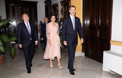 Spanish King Felipe VI and Queen Letizia during the gala dinner on Wednesday.