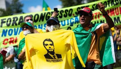 Manifestación a favor de Bolsonaro