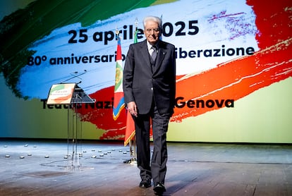 El presidente de la República italiana, Sergio Mattarella, ayer en Génova.
