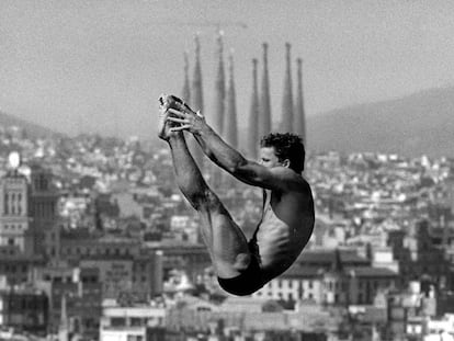Un saltador s'entrena abans de l'inici dels Jocs Olímpics de Barcelona 1992.