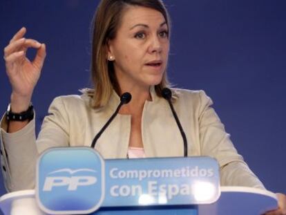 La presidenta de Castilla-La Mancha y secretaria general del PP, María Dolores de Cospedal.