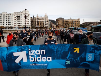 Una marcha convocada en favor de los presos de ETA, el pasado 26 de diciembre en San Sebastián.