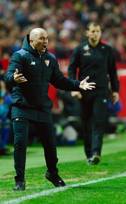 Jorge Sampaoli en un momento del partido.