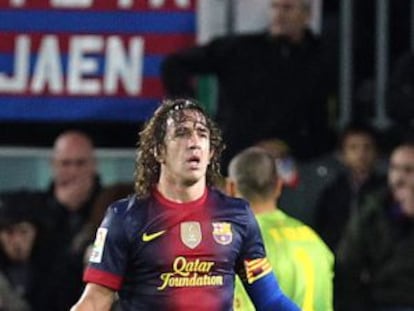 Puyol, durante el partido del sábado ante el Zaragoza.