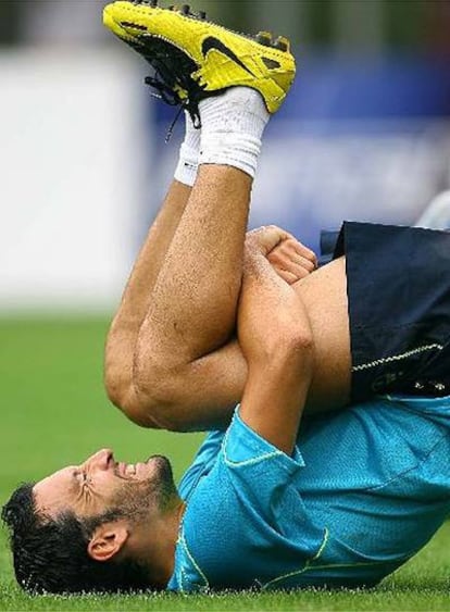 Zambrotta, en un entrenamiento del Barcelona