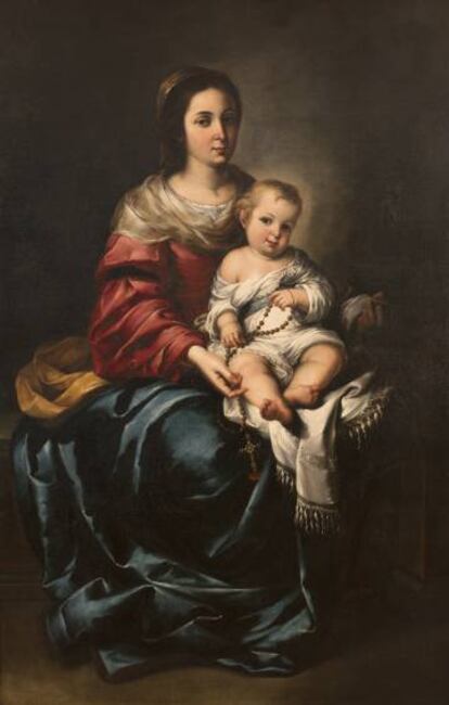 &#039;Virgen del Rosario con el ni&ntilde;o Jes&uacute;s&#039;, atribu&iacute;da a Murillo.