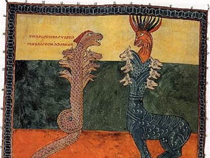 La ilustración 'El reino de las siete cabezas', en el códice 'El beato de Liébana'.