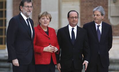 Rajoy, Merkel, Hollande y Gentiloni. 
