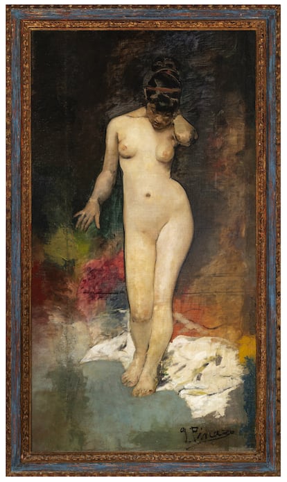 'Desnudo de frente' (1879-1880) de Ignacio Pinazo. Museo Nacional de Cerámica “González Martí".Cortesía del Museo Carmen Thyssen Málaga