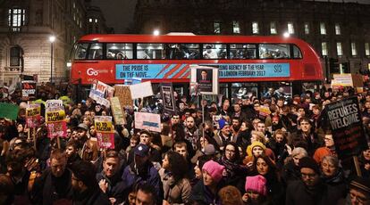 Manifestaci&oacute;n de protesta contra las pol&iacute;ticas de Donald Trump en Londres.