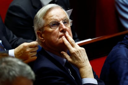 El primer ministro francés, Michel Barnier, en una sesión parlamentaria.