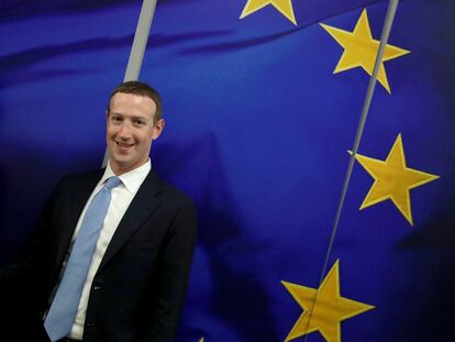 Mark Zuckerberg, presidente y consejero delegado de Facebook, el pasado 17 de febrero en la sede de la Comisión Europea, en Bruselas.