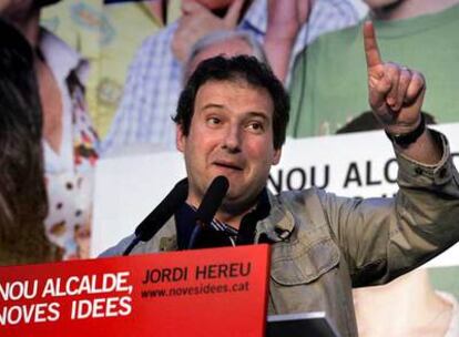 Jordi Hereu en el mitin final del PSC en Nou Barris.