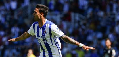 William José celebra su gol marcado ante el Deportivo.