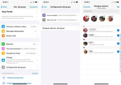 Designar nuevos administradores en un chat de WhatsApp.