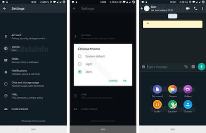 WhatsApp modo oscuro en la Beta.