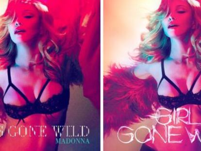 Portada del sencillo de Madonna, antes y después del cambio de nombre.