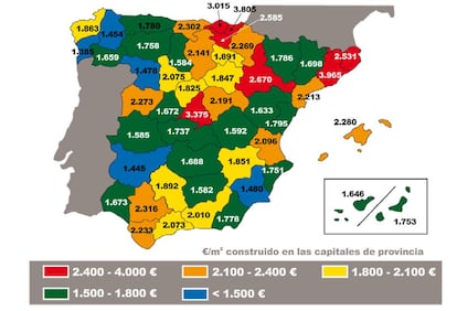 Barcelona (3.965), San Sebastián (3.805) y Madrid (3.375) son las ciudades más caras de España.