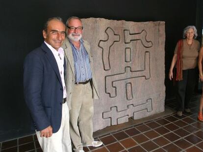 Luis Chillida, el escritor y fil&oacute;sofo Fernando Savater, la poetisa Clara Jan&eacute;s y Susana Chillida, ayer en Chillida-Leku.